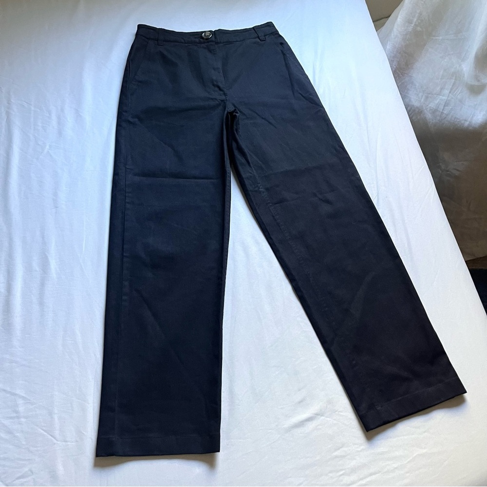 ABLE black high rise straight wide leg cropped pants